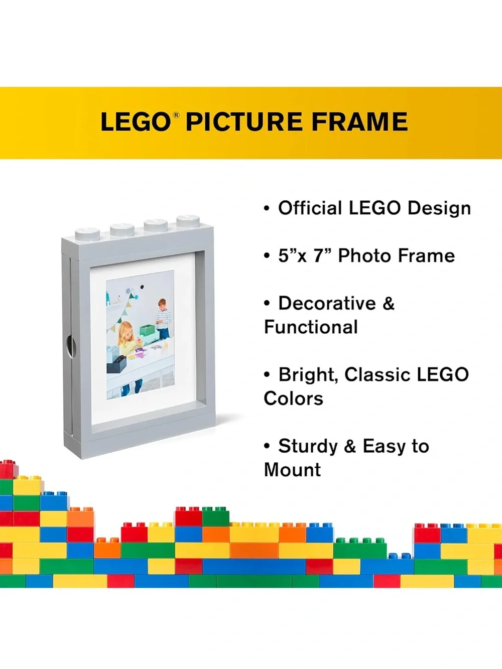Lego Picture Frame Cadre Photo Gray 4113 5 x 7 inches NEW - Picture 12 of 14